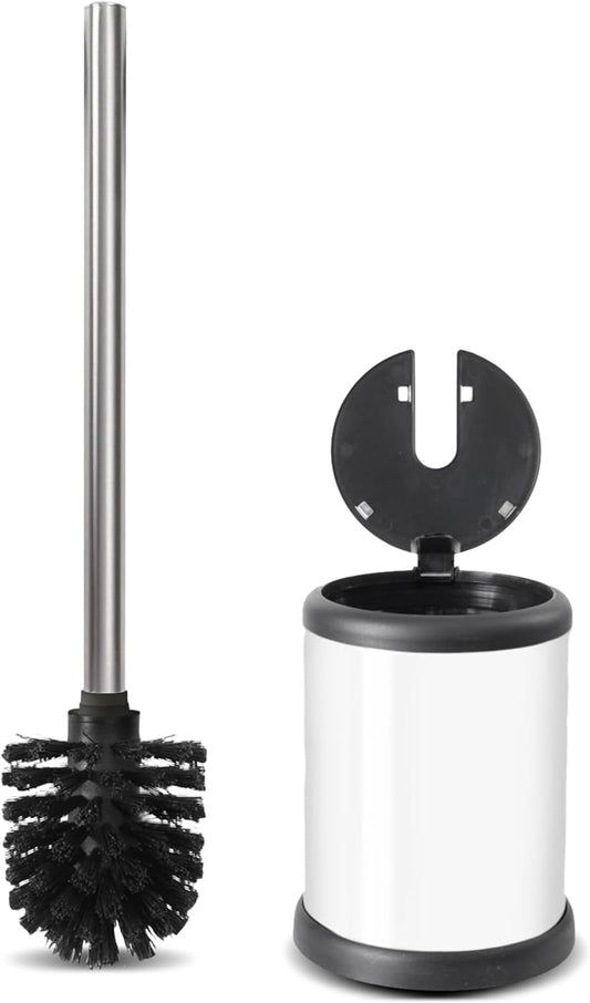 ToiletTree Products Toilet Brush with Lid - Sleek Bowl Brush and Holder - Heavy-Weight Base - Lidded Toilet Bowl Cleaner - White