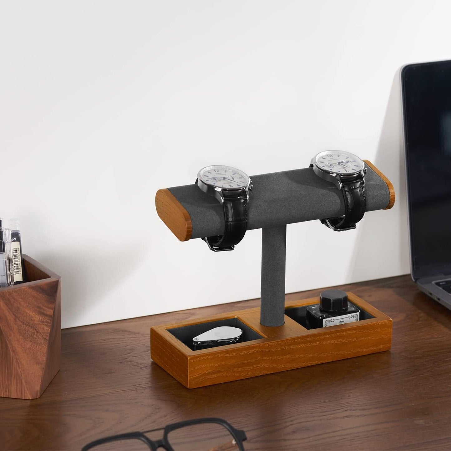 Oirlv Solid Wood Watch Display Stand T-bar Watch Stand for Men and Women Jewelry Accessory Organizer for Store and Home(SM19102)