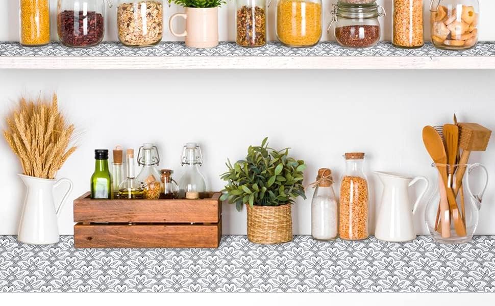 2 Rolls 12" W x 120" L Floral Drawer and Shelf Liner for Cabinets, Non-Adhesive Strong Grip Non-Slip Flower Shelf Cabinet Kitchen Shelf Liners for Kitchen Cabinets
