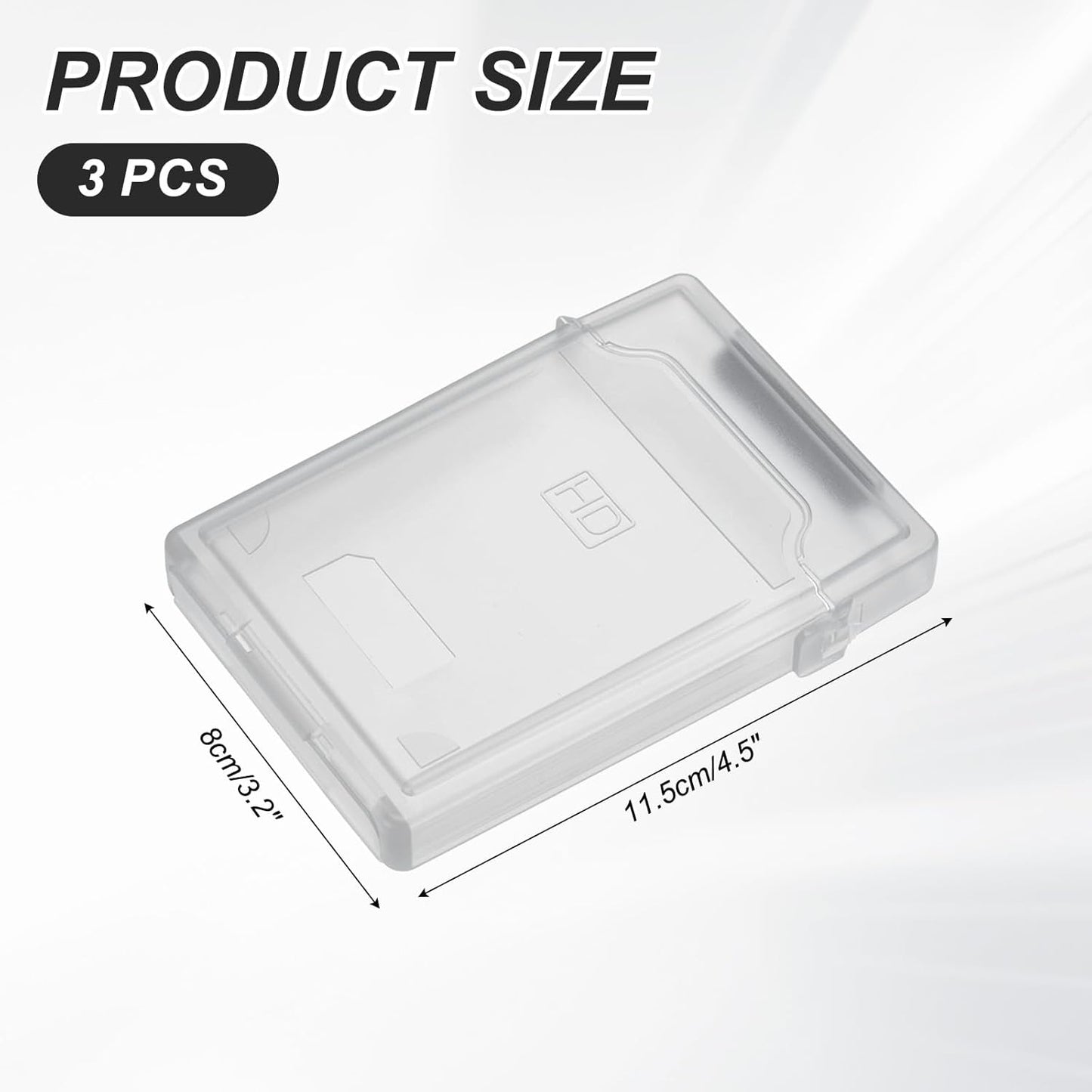 PATIKIL 4.5" x 3.2" Hard Drive Disk Case, 3Pcs Plastic Hard Disk Storage Box Portable Anti-Static Case for 2.5" External SSD HDD, Grey