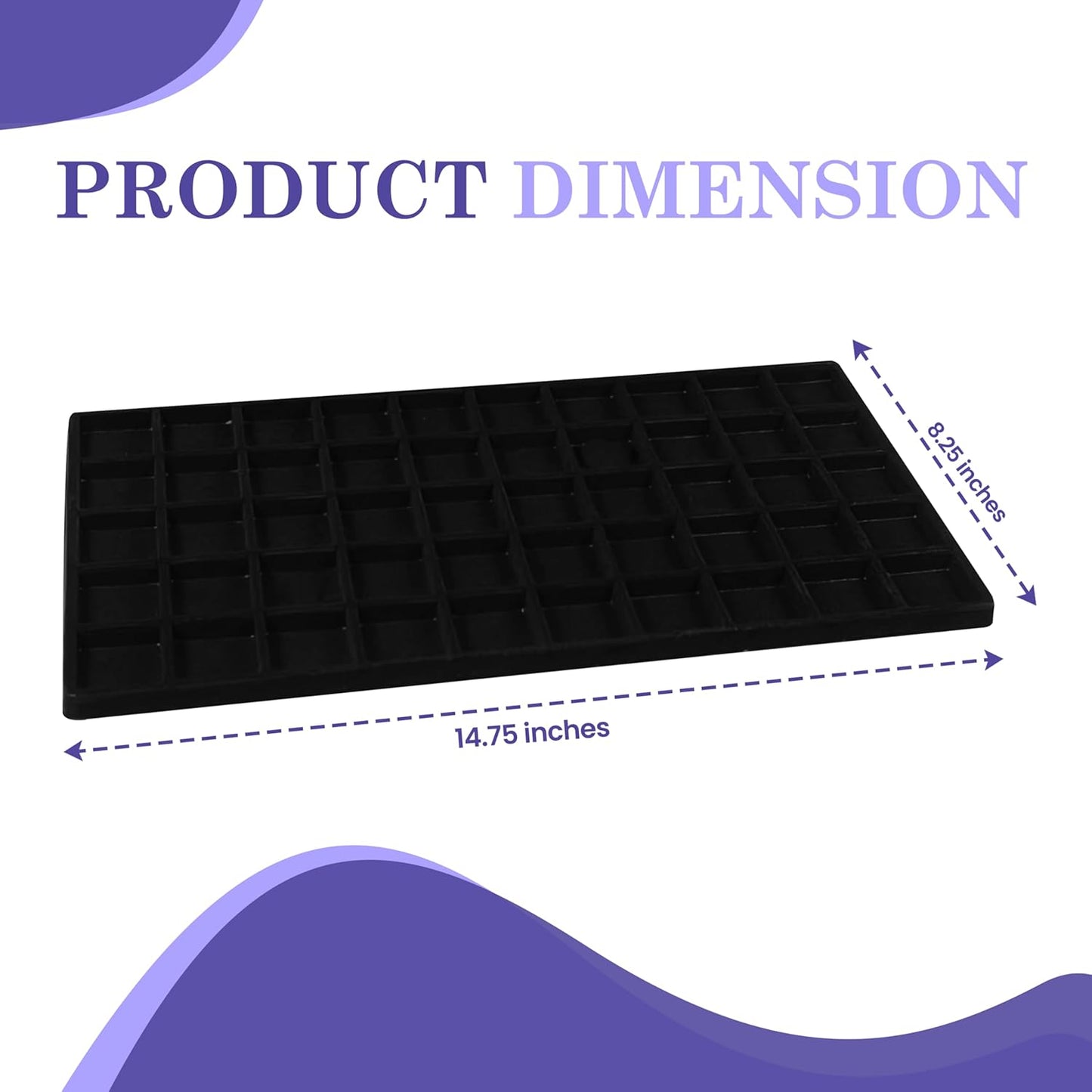 Novel Box 5 Pack 50-Slot Black Liner Jewelry Storage Tray Inserts 14.75x8.25x1 Inches - Jewelry Organizer Pad for Drawers & Store Displays - Jewelry Display Pads for Rings Earrings & Pendants