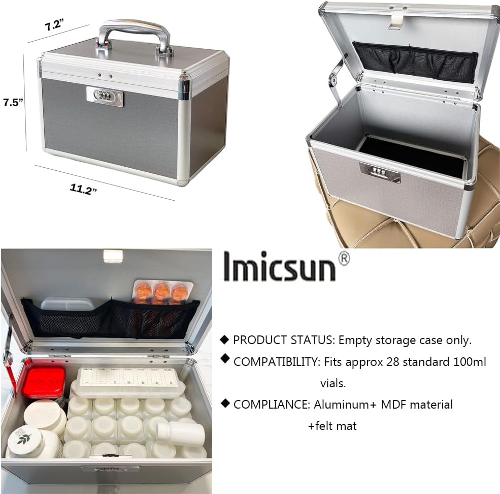 Medicine Storage Lock Box with Code Medium Grey Medication Combination Lock Case