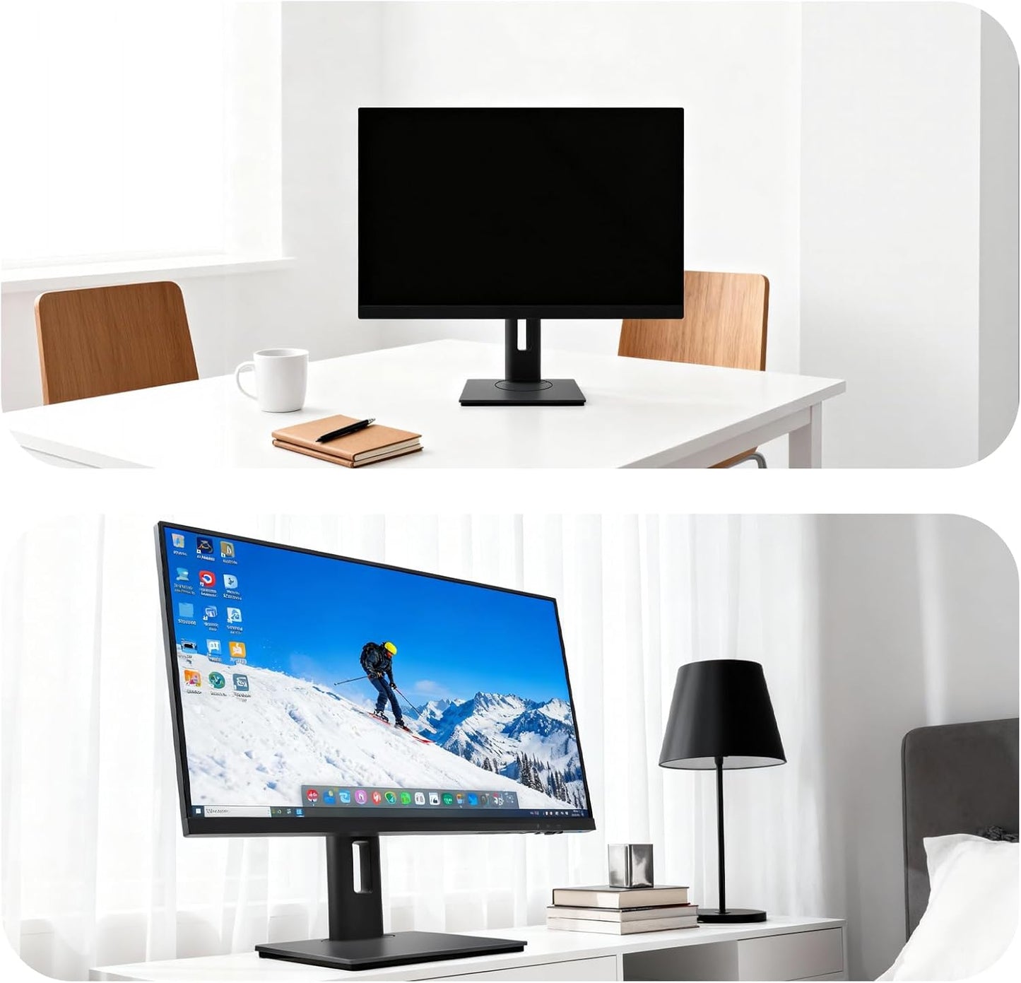 2026 Version Ergonomic VESA Monitor Stand, 150mm Spring Height adjustment,, Tool-Free Base, Swivel, Tilt & Rotation, for 22–26" Monitors, 5.95–7.28 lb, 100x100mm Vesa Mount (5.95～7.28LB)