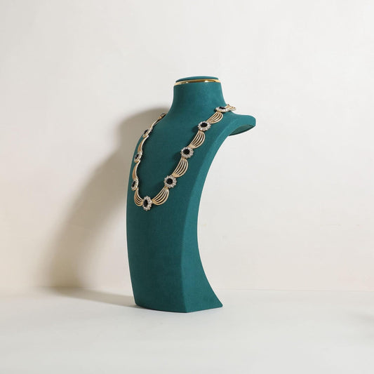 velvet necklace display stand, necklace display holder for selling, bust jewelry display, necklace mannequin display stand【Green-Large】