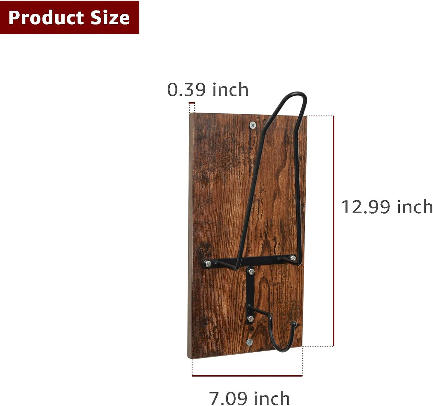 Wooden Motorcycle Helmet Holder, Wall Mount Helmet Rack with Metal Hook, Motorcycle Helmet Hanger Easy Storage for Helmets, Caps, Sportswear, Hats, Coats & Motorcycle Gear
