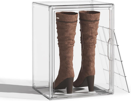 Acrylic Boot Storage Tall Boot Storage Boxes Clear Plastic Stackable Clear Acrylic Display Case for Collectibles, Display Box Case for Figures, Purse, 1 Pack, XXXL