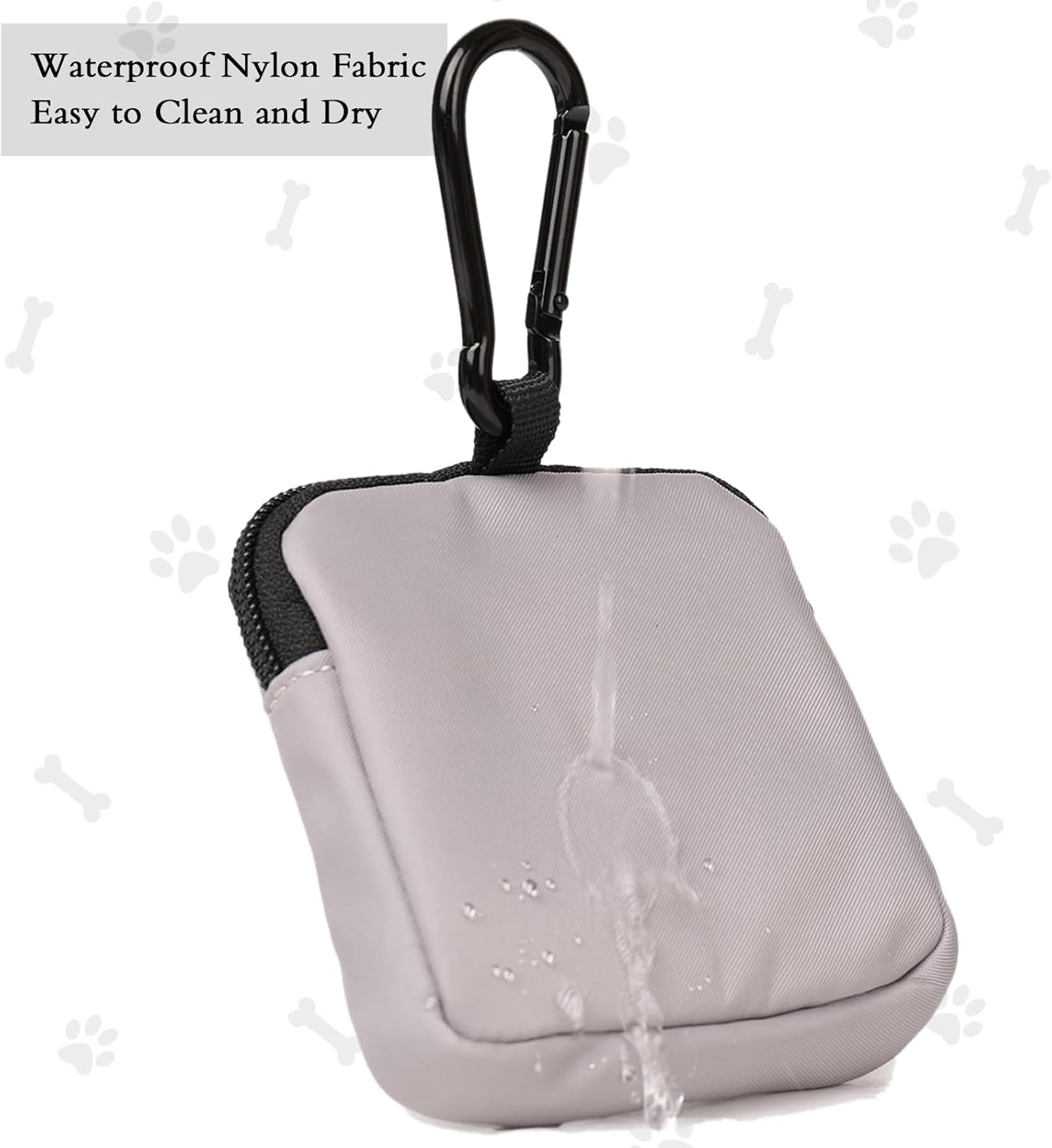2 PCS Waterproof Small Dog Treat Bag for Leash, Hands Free Dog Walking Bag with Carabiner, Dog Poop Bag Holder for Pet Puppy Travel or Outdoor Use, Zipper Closure to Avoid Spilling