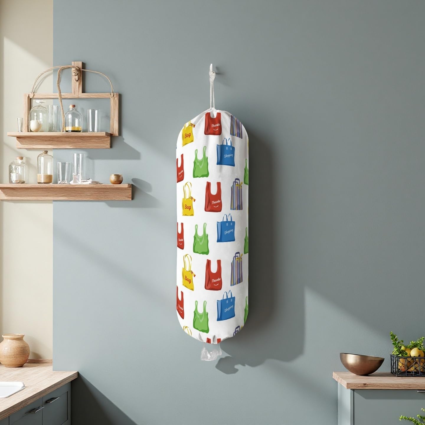 Plastic Bag Holder Wall Mount Grocery Bag Holder for Plastic Bags Organizer for Kitchen,Cute Cat Home Kitchen Decor Gifts for Women(Bag)
