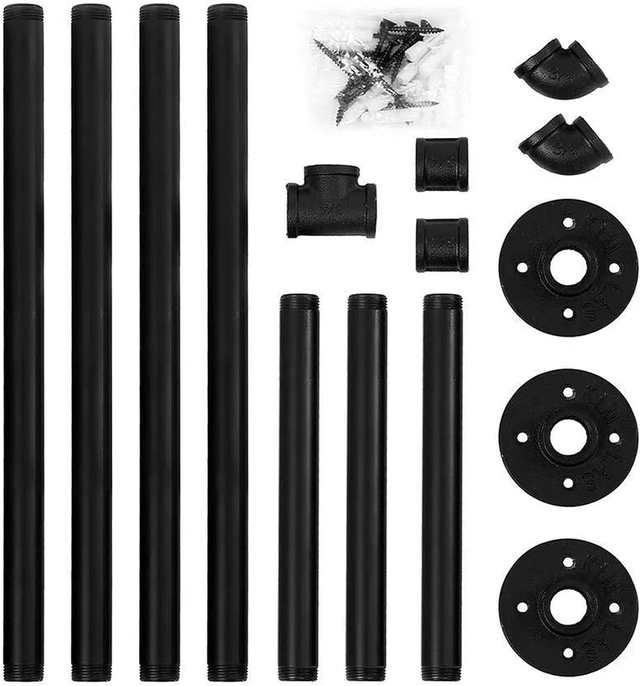 Oroonoko 72inch Industrial Pipe Clothes Rack Wall Mount For Hanging Rod Bar for Laundry Room, Closet Rod& Plant Hanger Up to Max Load 135Lb Black (72inch(1 Pack))