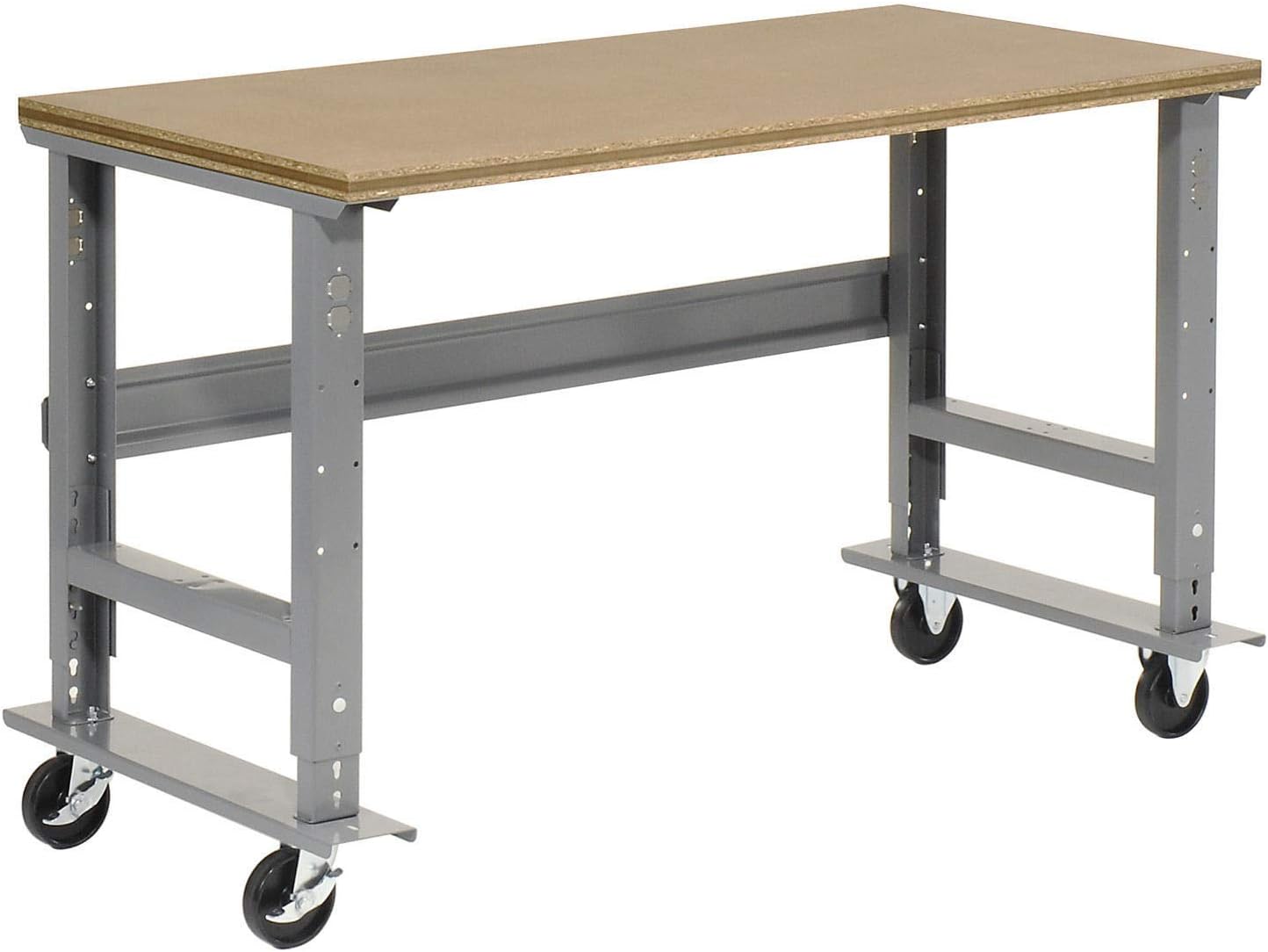 Global Industrial Mobile Adjustable Height Workbench, Shop Square Edge, 72" W x 36" D, Gray