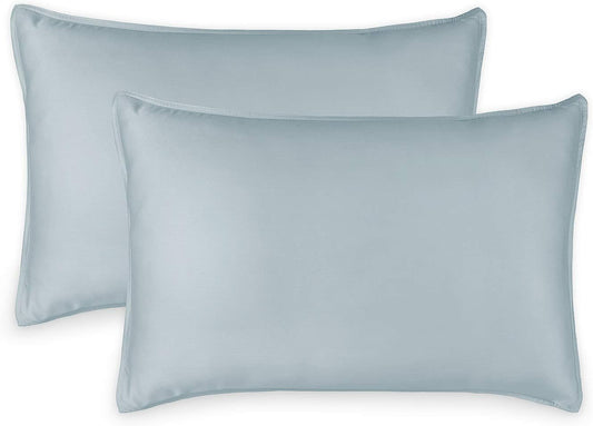 Queen Pillowcases by Pure Bamboo, Genuine 100% Organic Viscose Derived from Bamboo, Luxuriously Soft & Cooling, Double Stitching, Envelope Closure (2 Queen Pillowcases, Sterling Blue)