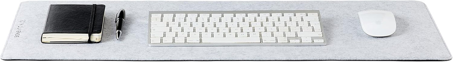 Premium Felt Desk Mat | Small 12" x 27.5" | Multifunctional Desk Pad for Home Office | Light Gray