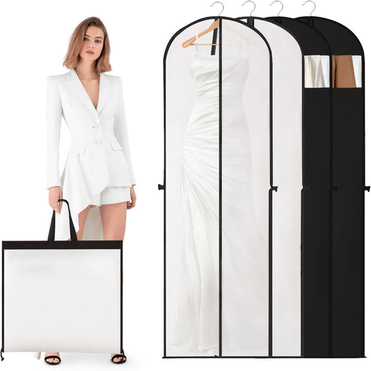 2 Pack Garment Bags for Travel, 71" Hanging Dress Bags Waterproof Suit Bag for Gowns Dresses Long Garment, Foldable & Portable Garment Bag