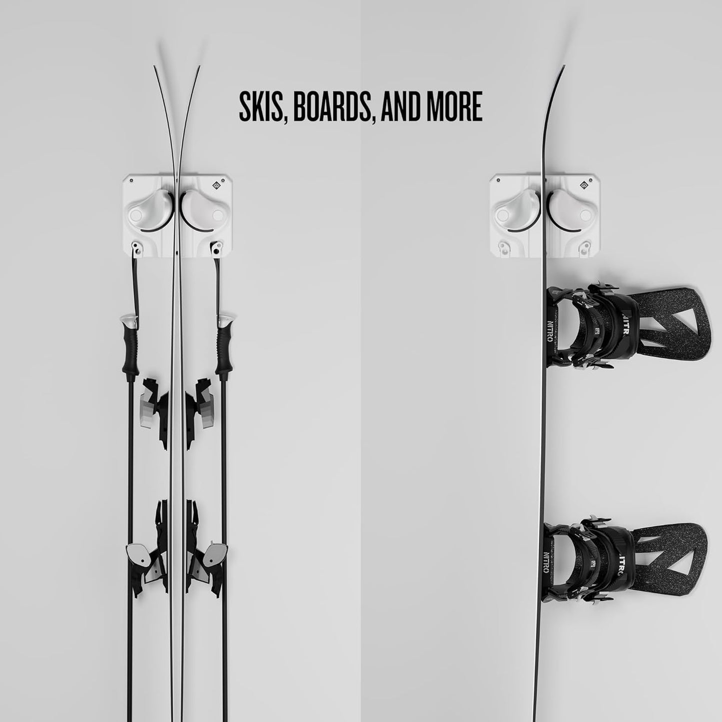 Gravity Grabber - Ultimate Ski & Snowboard Wall Rack | Secure, Non-Slip Storage | Fits Any Ski/Board | Garage Organization | Ski Storage Rack | Snowboard Storage Rack | Winter Gear Organizer | 1 Pck