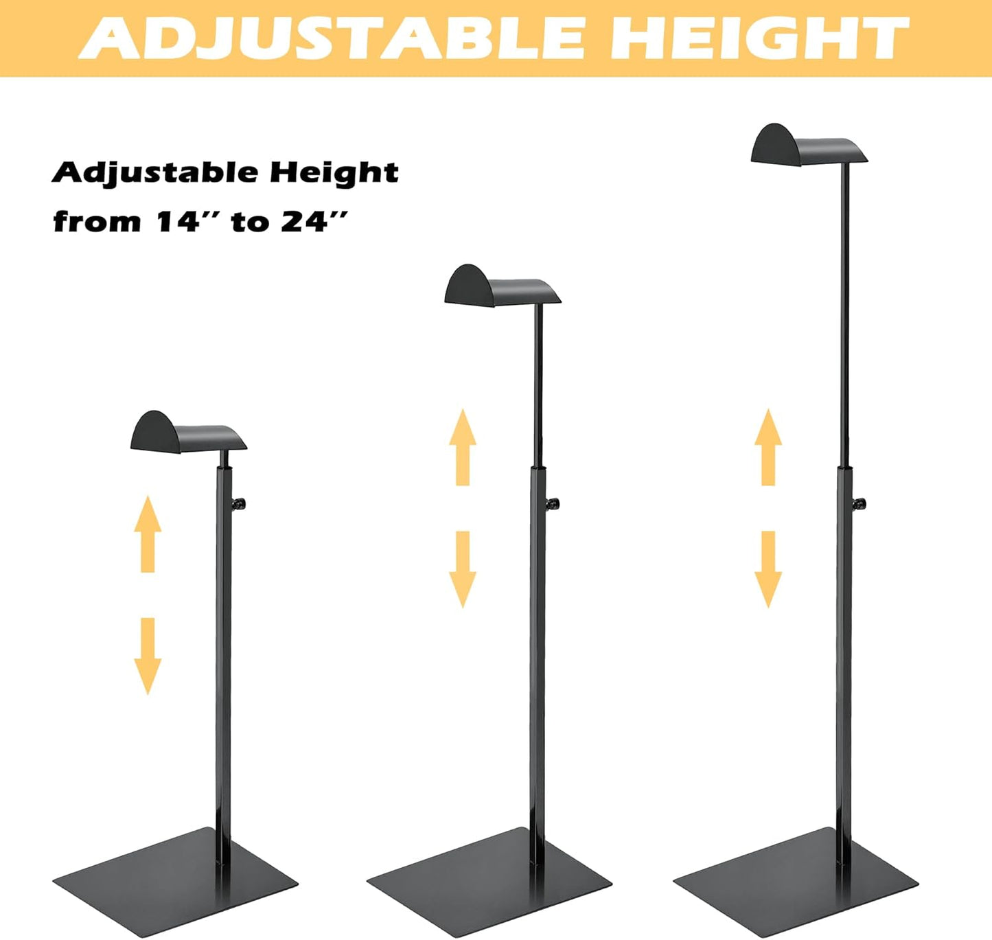 Royxen 3 Pack Handbag Rack Stainless Steel with Adjustable Height, Purse Display Stand, Black