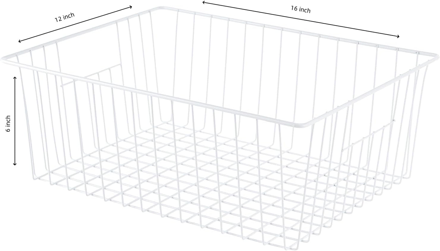 Freezer Organizer Bins - 3 Pack Stand Up Freezer Baskets for 16，17，21 cu.ft Upright Freezer, Wire Storage Baskets with Built-in Handles, Easy to Access Frozen Food Allow Air Circulation, White