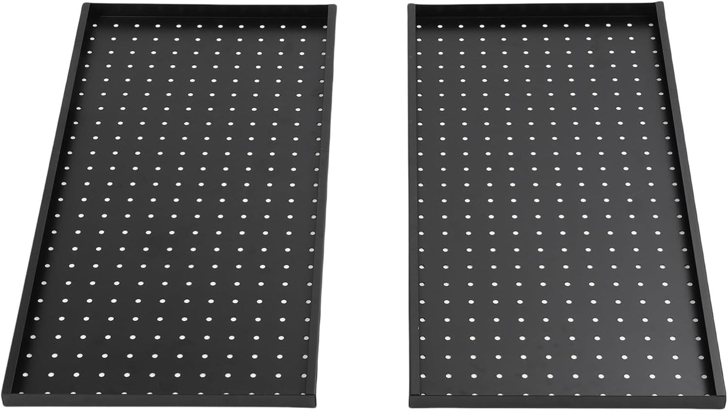 Fafeicy 2Pcs Black Pegboard Metal Wall Panel 24x12 Inches Heavy Duty Organizer for Shop Garage Storage
