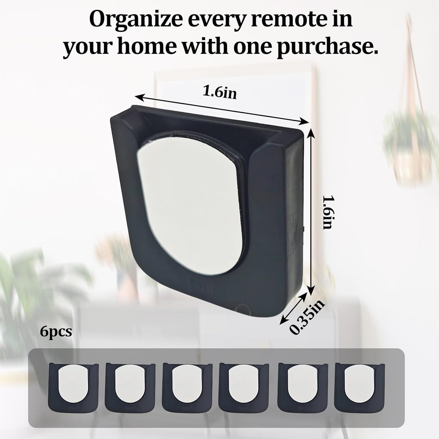 Magnetic Remote Control Holder Wall-Mounted Remote Holder Adhesive Strips Easy Installation for TV, Fan, and AC Remotes to Organize Home & Office (6 Pack)