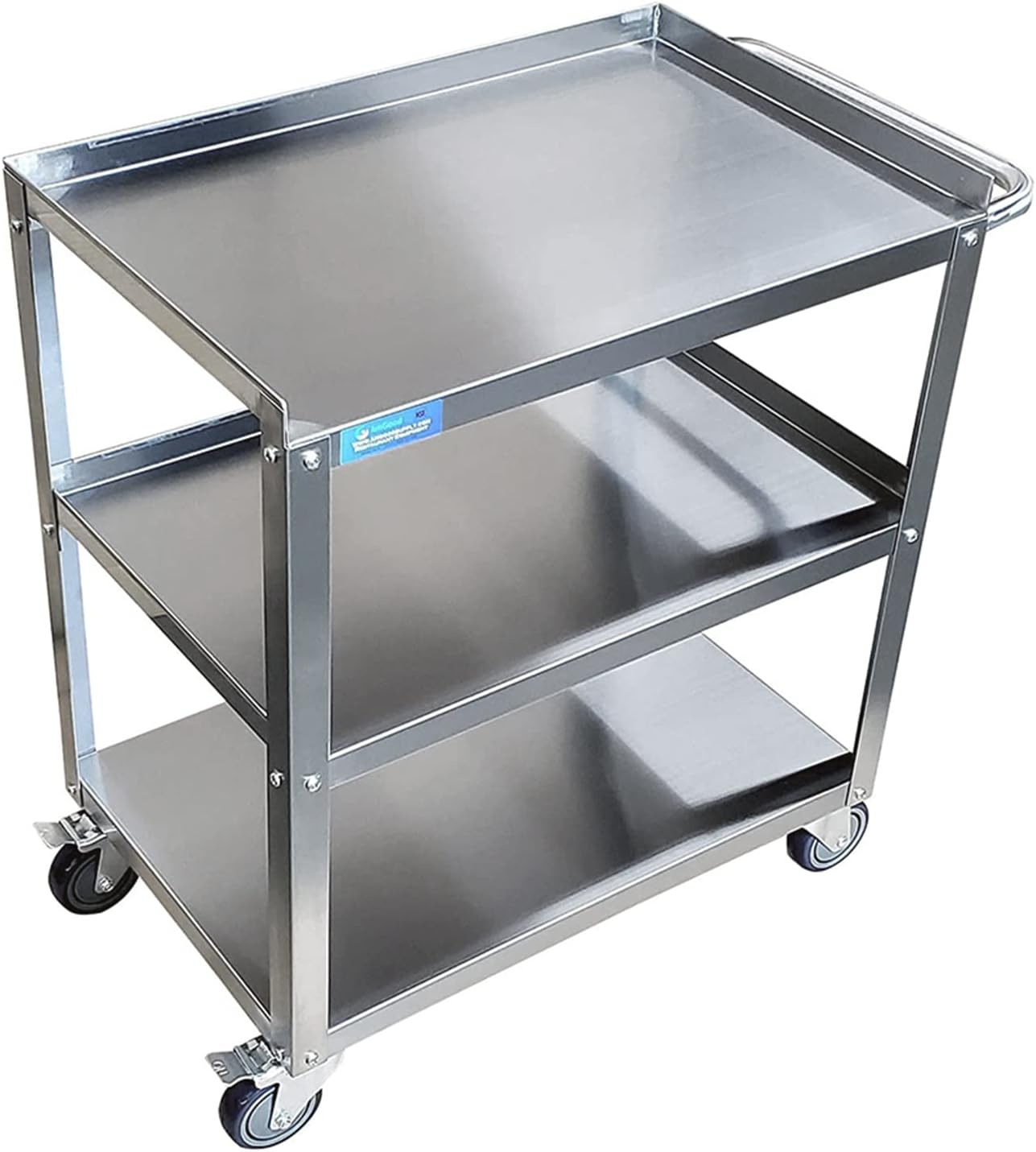 18 in. Wide X 28 in. Long X 33 in High | 3 Shelf Metal Utility Cart on Wheels with Handle