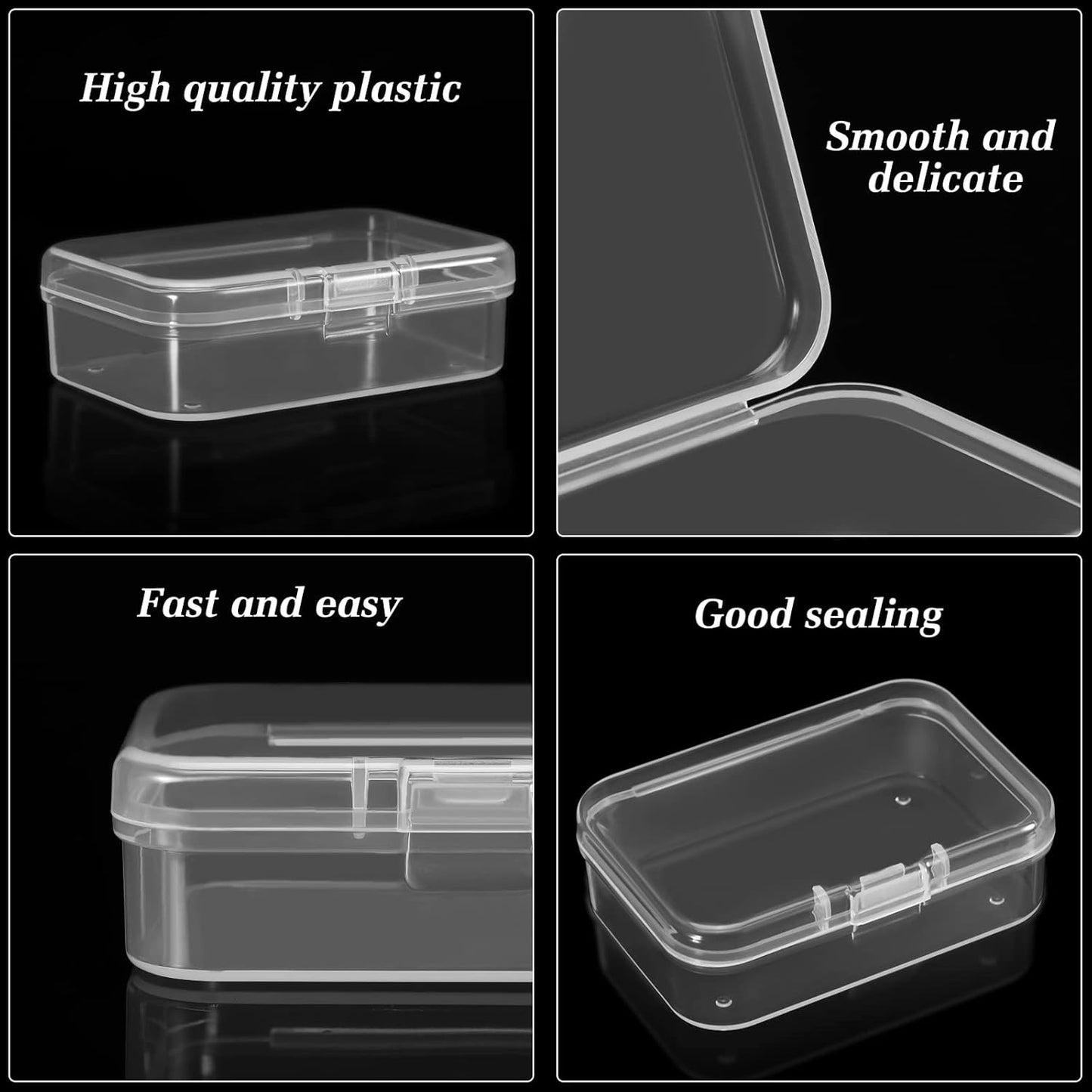 SATINIOR 48 Packs Clear Small Plastic Containers Transparent Storage Box with Hinged Lid for Small Items Crafts Jewelry (2.52 x 1.73 x 0.79 Inches) (CH-SATINIOR-423619)