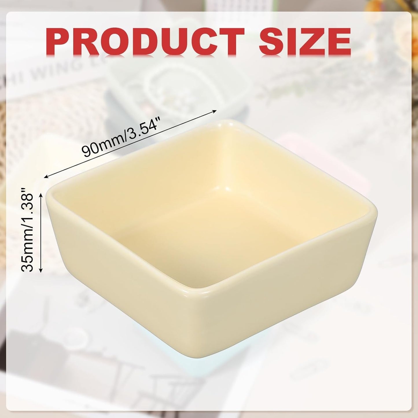 PATIKIL Square Paper Clip Holders, Ceramic Bowl Dish Clip Dispenser Organizer Desk Organizer Accessories for Office Desktop Decor Bobby Pin Binder Paper Clamp, Cream Yellow