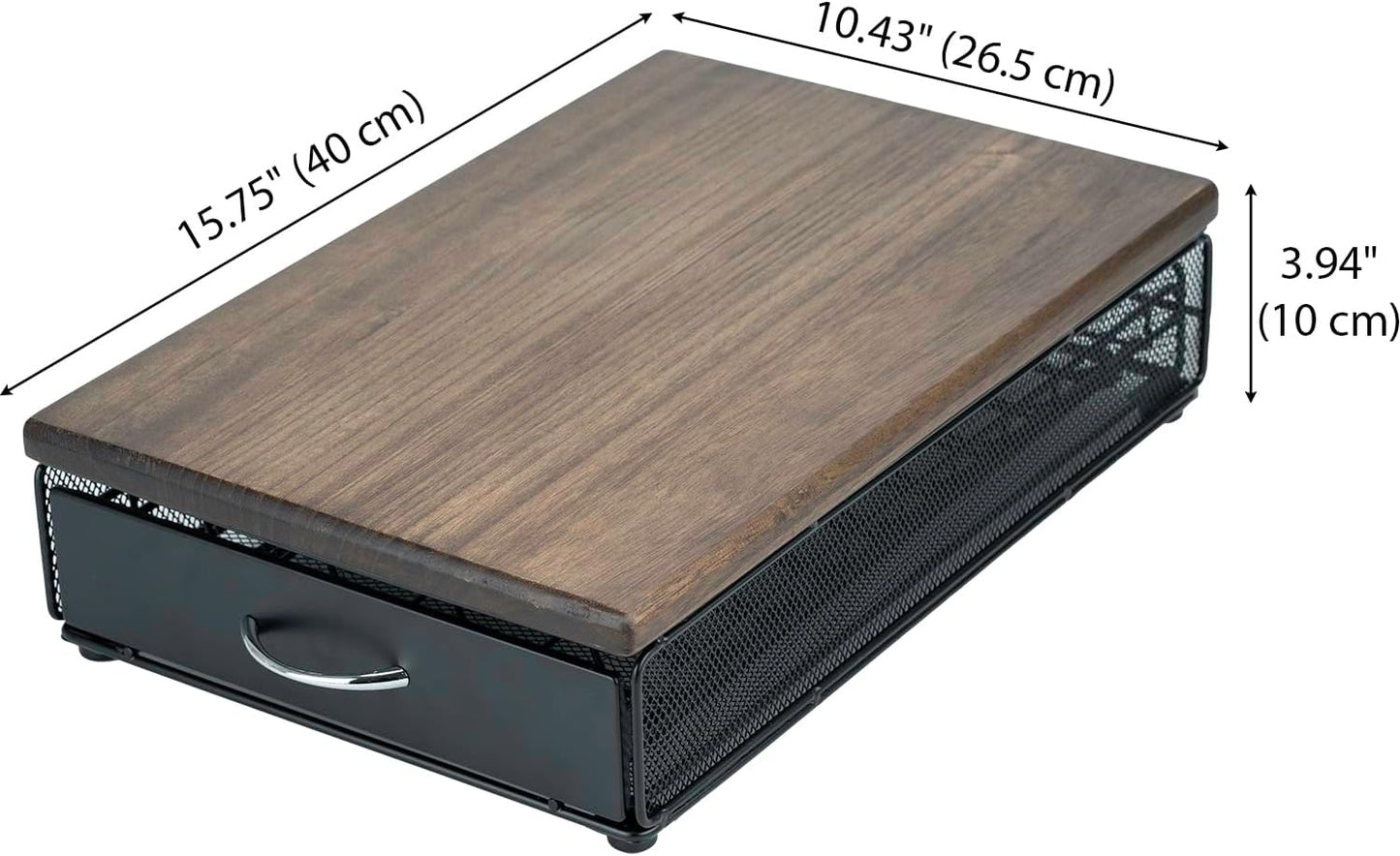 for Vertuo Coffee Capsule Storage Drawer Compatible with Nespresso Vertuoline Pods Holder Metal and Wood Top Organizer (can hold 40 Pods)