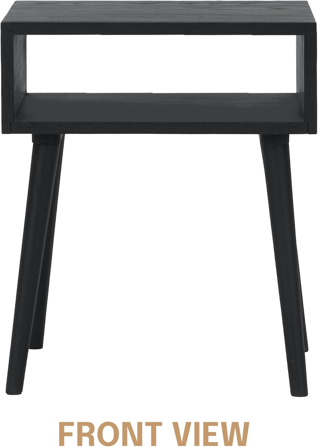 NTC Solid Oak Zoe Nightstand, Mid Century Modern Side Table Bedroom, Bedside Furniture, Night Stand, End Table, Easy Assembly - Burnt Black