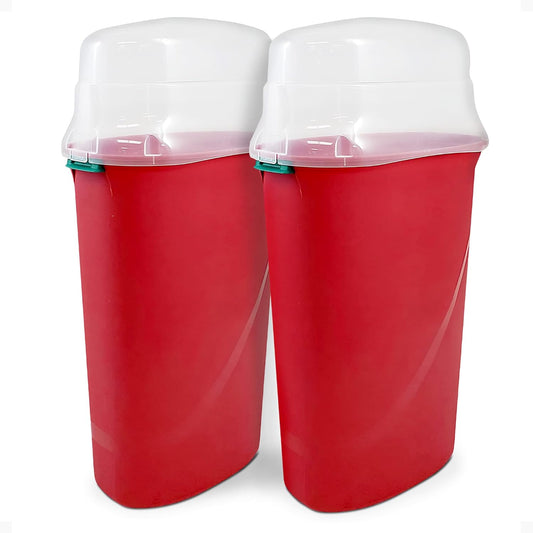 HOMZ 2-Pack Seasonal Holiday, Plastic Vertical Gift Wrap Storage Organizer, Red & Clear - Paper Wrapping Bin Containers for Christmas Gifts and Birthday Presents