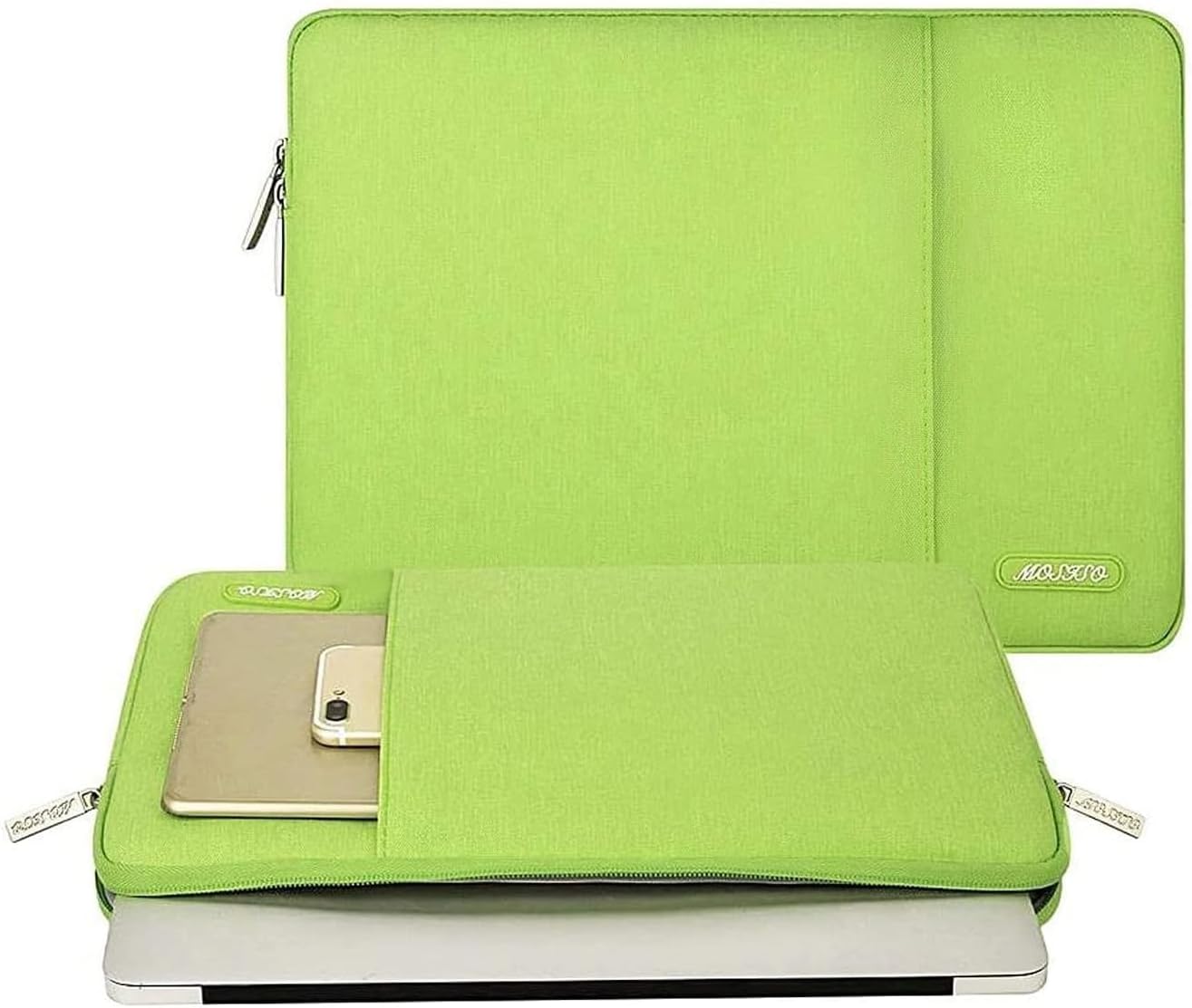 MOSISO Laptop Case 13.3 inch, 13-13.3 inch Laptop Sleeve Compatible with MacBook Air/Pro 13/Pro 14 M5 M4 M3 M2 M1, HP Dell ASUS Lenovo,Polyester Vertical Computer Sleeve Bag with Pocket, Lime Green