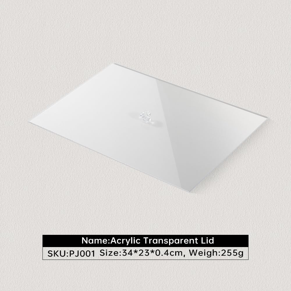 Acrylic Stackable Cover For Most 9.46" D x 13.79" W x 1.18" H Inch Jewelry Trays, Transperant Clear Dustproof Lid With Small Handle For Stackable Tray, Lid Size 9.06" D x 13.4" W x 0.75" H