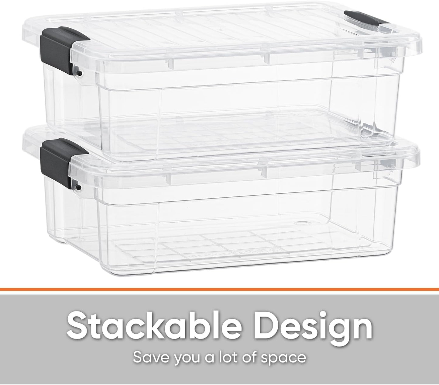 Superio Storage Bins with Lids- 8 Pack, 4.5 Qt Clear Boxes for Organizing, Stackable Plastic Containers- BPA Free, Non-Toxic, Odor Free, Organizer for Home, Office, Dorm