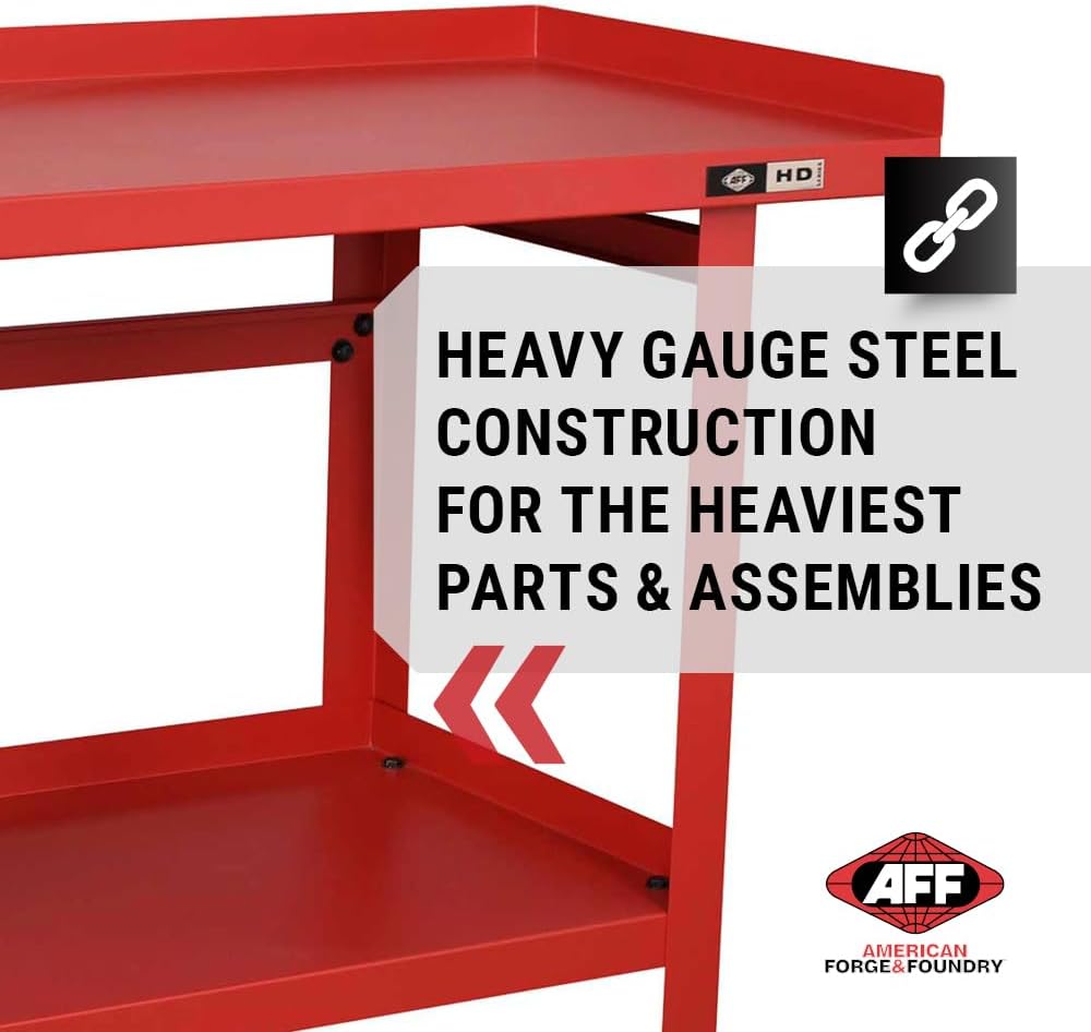 AFF 3990 Heavy-Duty Workbench, 61"" x 25"", 1,300 lb Capacity, Red