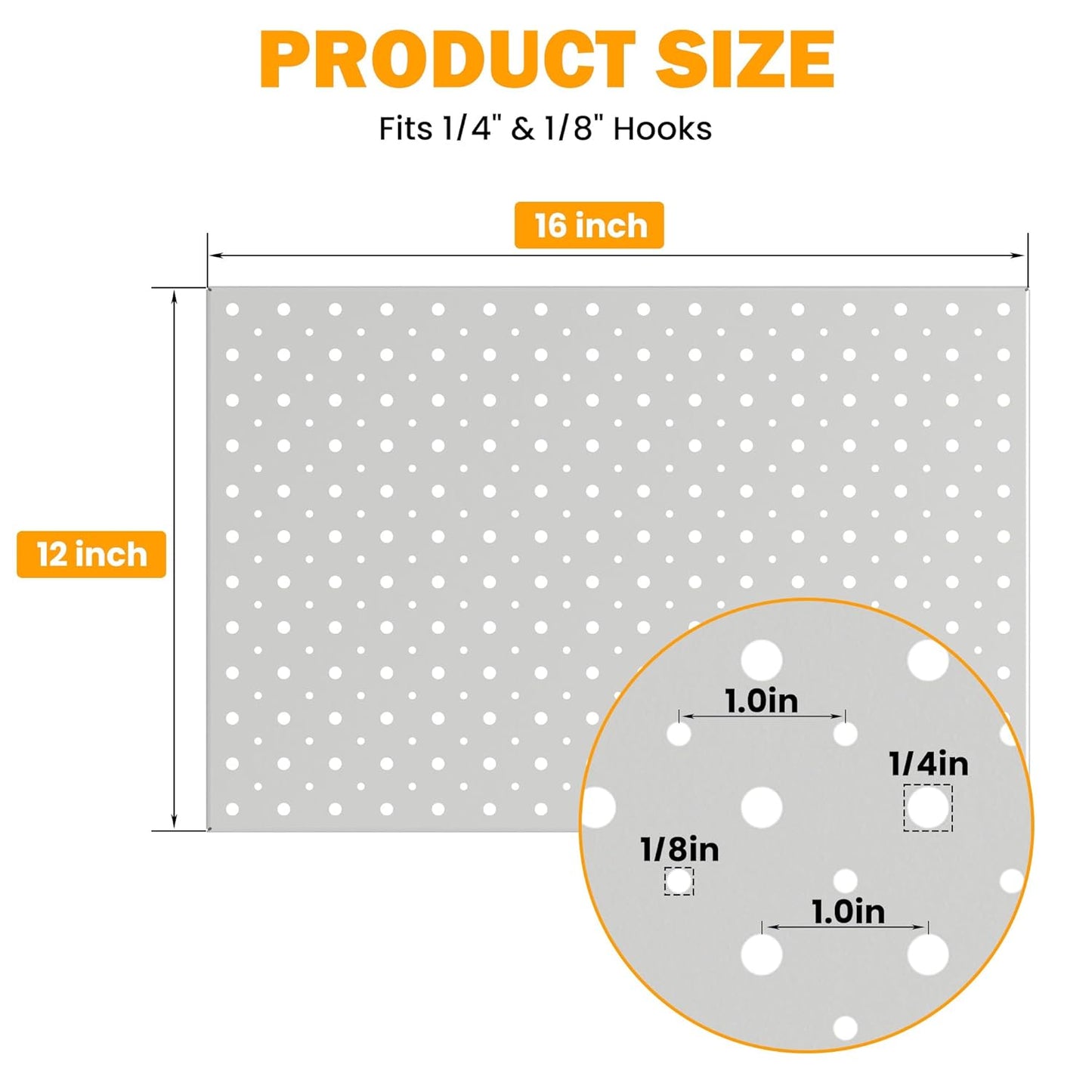 Pegboard Smith Metal Pegboard Panels, 16" x 12" Heavy-Duty Steel Peg Boards for Garage Tool Storage, Wall-Mounted Pegboard Organizer System (Pack of 4, Gray)