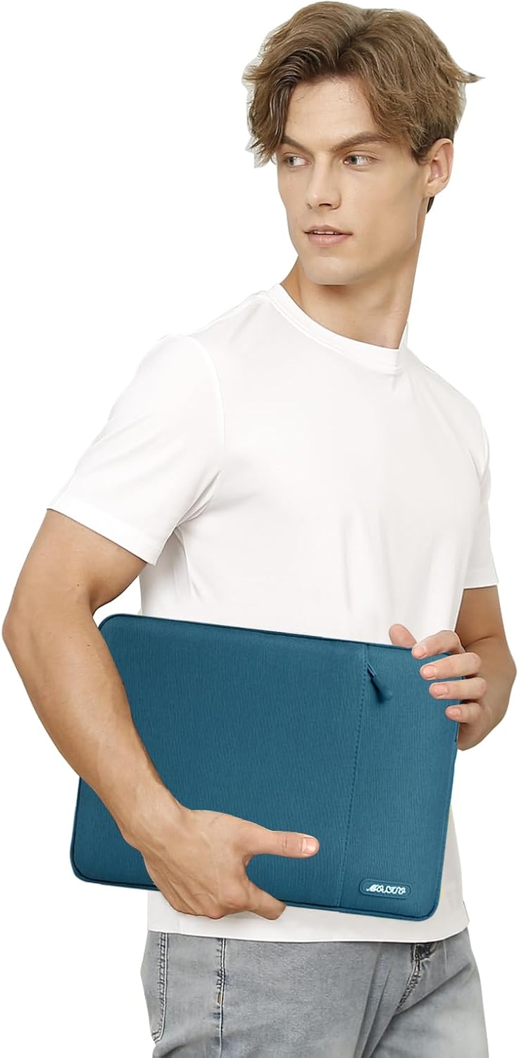 MOSISO Laptop Case 14 inch, 14 inch Laptop Sleeve Compatible with HP Lenovo Dell ASUS Acer, HP Stream, Dell Latitude, Lenovo IdeaPad, Polyester Vertical Computer Sleeve Bag with Pocket, Deep Teal