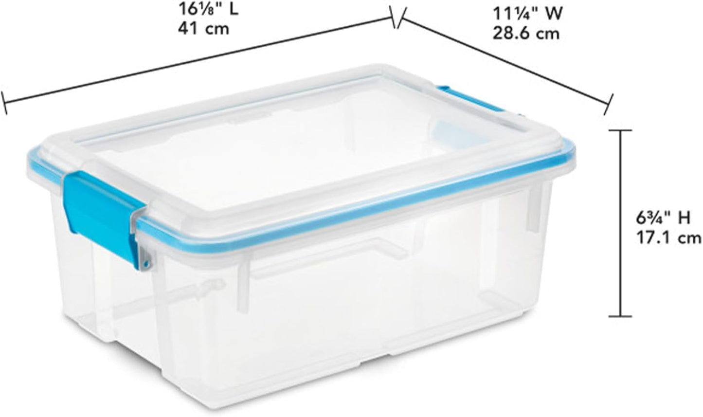 Sterilite 18-Pack Gasket Box, Weather-Resistant Storage Bins with Latching Lids, 12 Quart - Heavy-Duty Organizing Containers for Closet, Bathroom, and Office