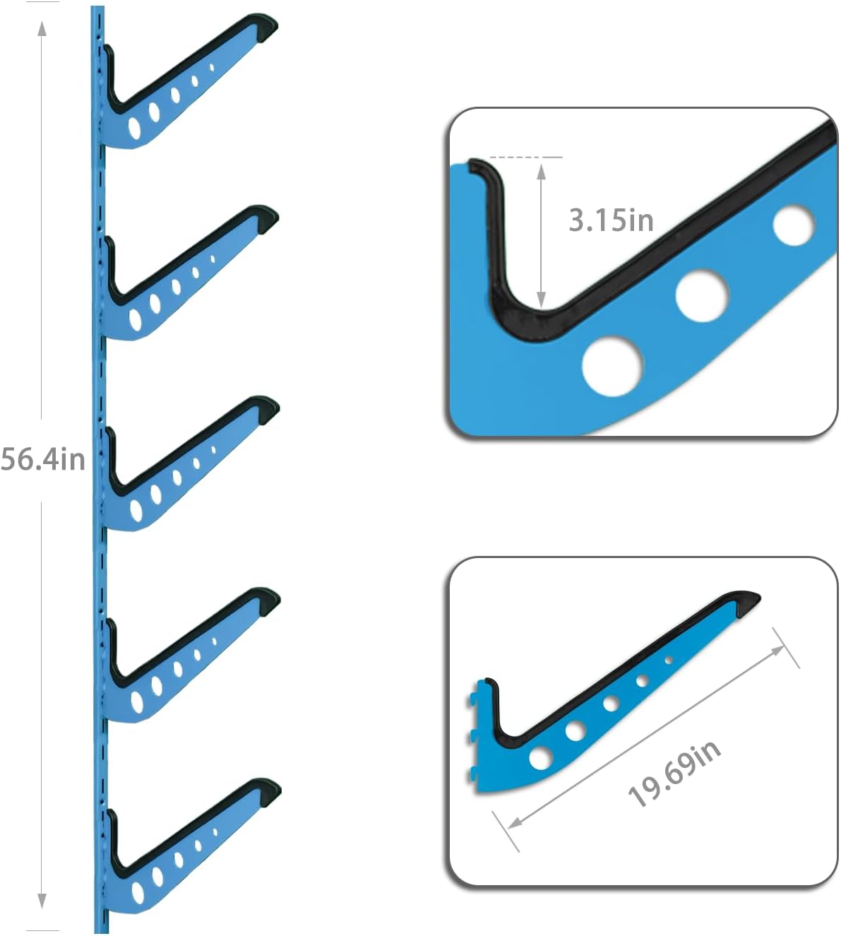 Snowboard Wall Mount, Adjustable 5/6 Board Surfboard Rack, Surfboard Wall Hangers for Surfboard, Wakeboard, and Snowboard Storage at Home or Garage