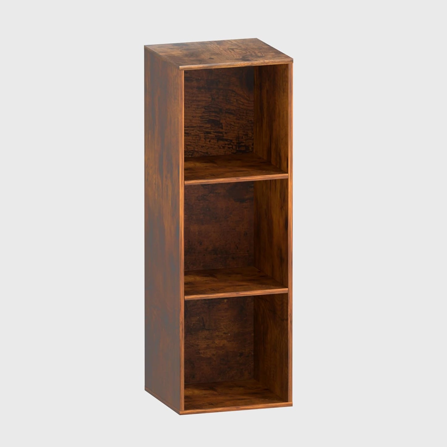 3 Cube Storage Organizer, 3 Tier Cube Low Bookcase Freestanding Storage Display Organizer for Home Office, Three-Cubes Open Shelf Short Bookshelf (Retro Brown, 3 Cube)