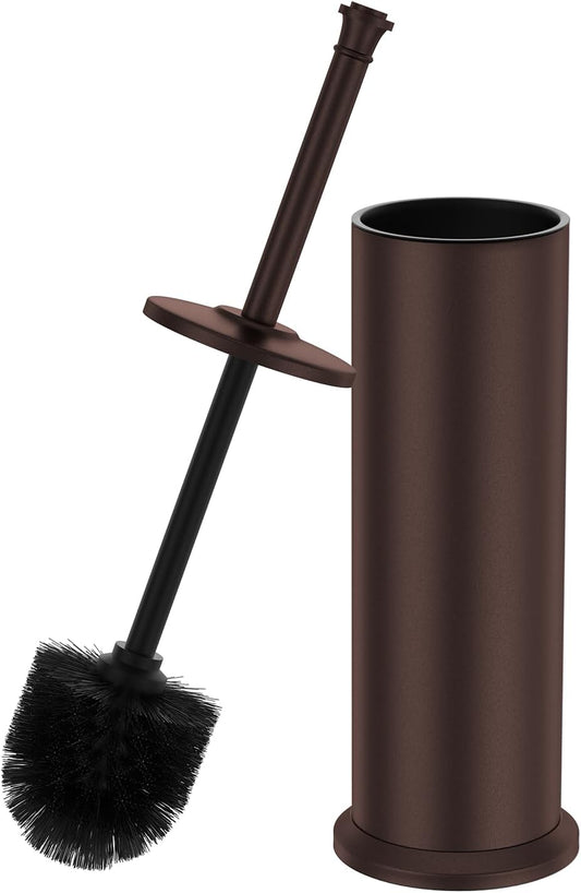 Bronze Toilet Brush and Holder，Extra Long Handled Toilet Brush for Bathroom，Stainless Steel Heavy Duty Toilet Bowl Brush,Removable Inner Bowl,Deep Cleaning Dense Bristles Cleaner Brush -Space Saving