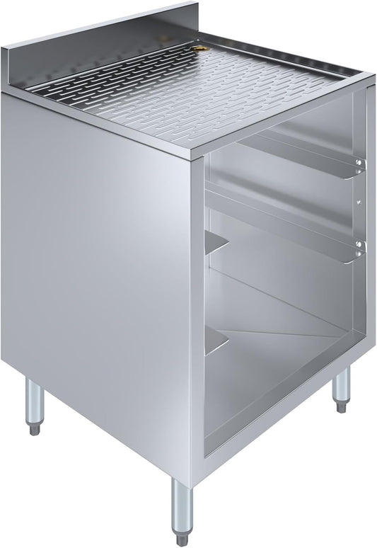 AmGood 22-1/2 in. x 24 in. x 30 in Stainless Steel Glass Rack Storage Cabinet with Rack Slides