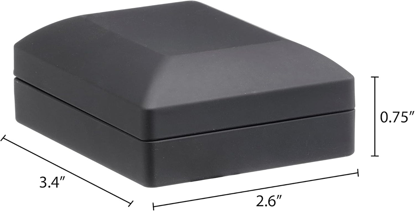 Allure - Luxury Pendant Box With LED Light, Square Shaped Elegant Diamond Pendant Case, For Unique Proposal, Engagement Or Wedding, Small, Black Velvet Interior Jewelry Display Gift Box.