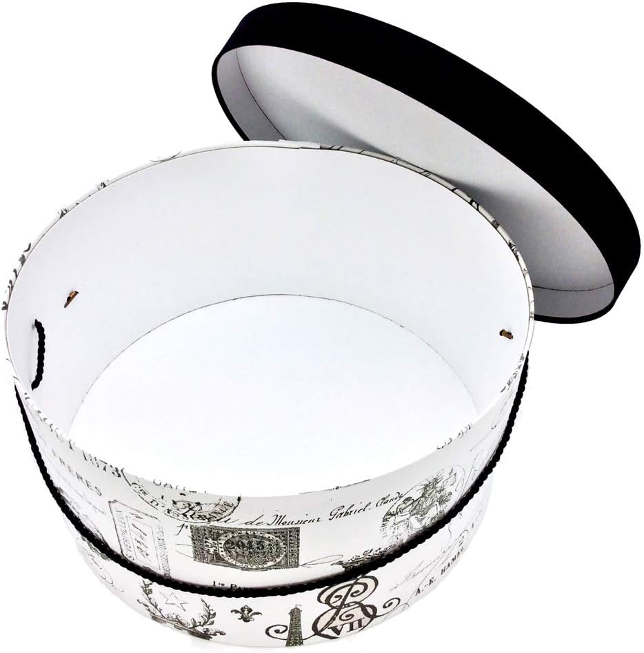 Sarah's Hat Boxes Classic Paris Hat Box – 11" x 5.5" (Dia. x Ht.) Handmade in USA – Odorless Non-Toxic Adhesive, Cording Handle – Premium Storage for Hats & Accessories