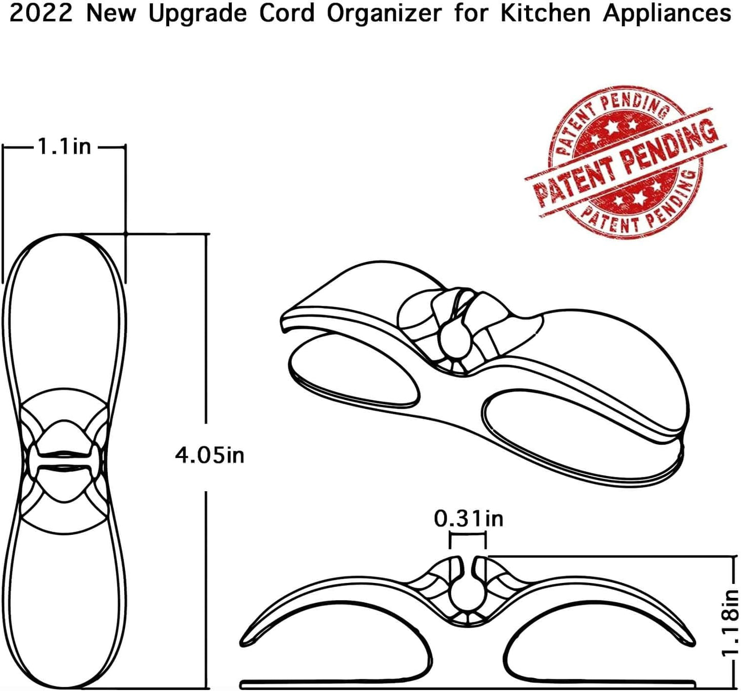 Cord Organizer for Kitchen Appliances - 3 PCS Stick On Cable Wrapper Holder Winder Keeper, Power Wire Management Wrap Hook Clip for Kitchenaid Mixer, Home Gadget Accessories