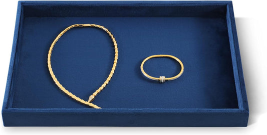 Jewelry Organizers And Storage, Velvet Jewelry Trays,Premium Flat Watch Tray,Luxury Jewelry Display For Vendors,Blue Necklace Display For Selling