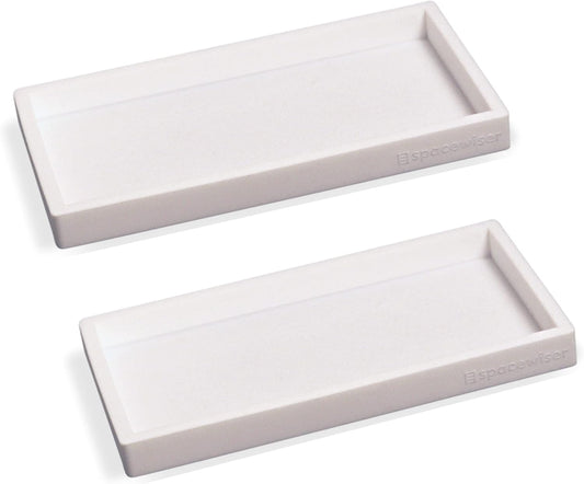Countertop and Vanity Tray - 2 PC Small 7.7" Silicone Bathroom Trays, Kitchen Soap Tray, Dish Sponge Soap Holder Kitchen Sink Organizer Caddy, Bathroom Counter Trays for Lotion Dispenser