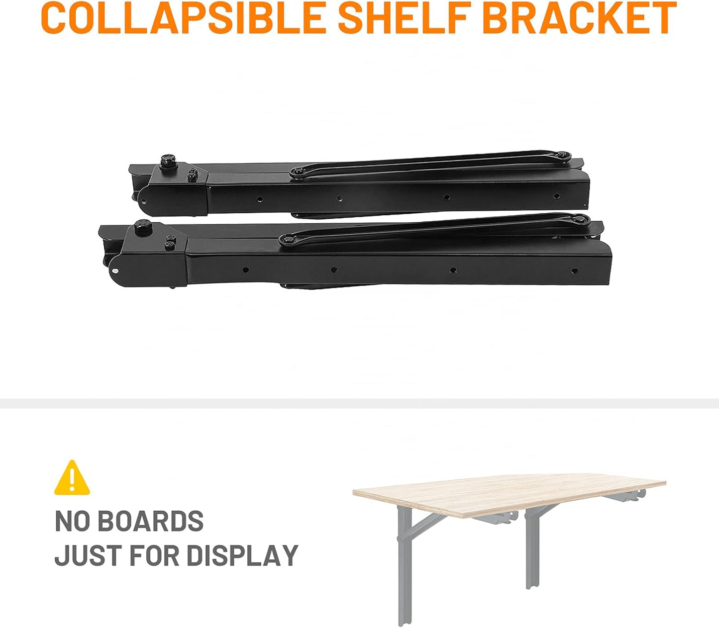 Wallmaster 24inch Folding Shelf Brackets Garage Heavy Duty Steel Max Load 500lb Floating Wall Mounted Collapsible Shelf Bracket Space Saving (Pack of 2, No Board)