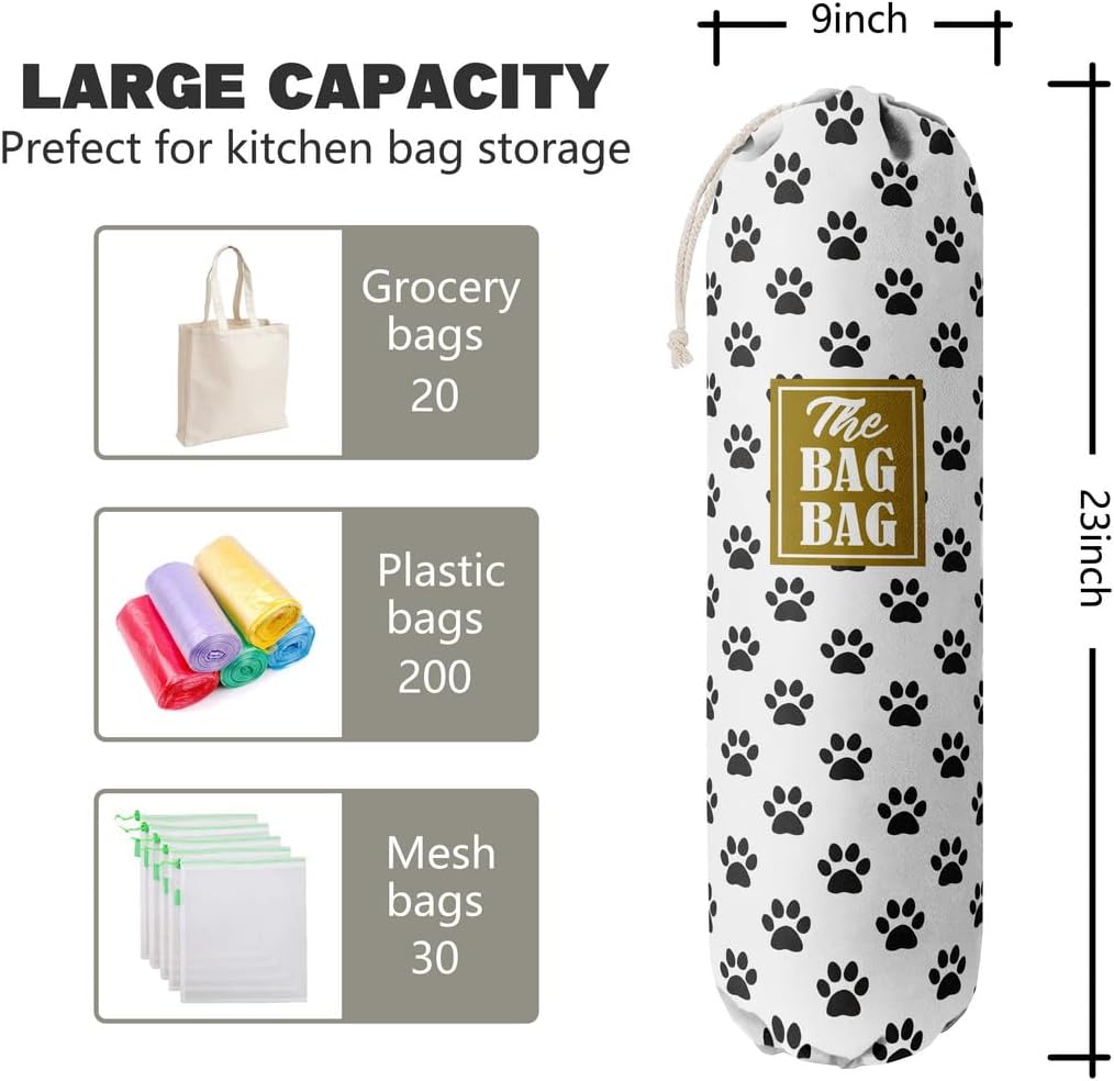 Grocery Bags Holder Organizer For Shopping Bags, Wall Mount Plastic Bags Storage Container Dispensers, Pet Lovers Home Kitchen Bags, The Bag Bag Grocery Bag Holder, Gifts For Women Dog Mom Dad (G-3)