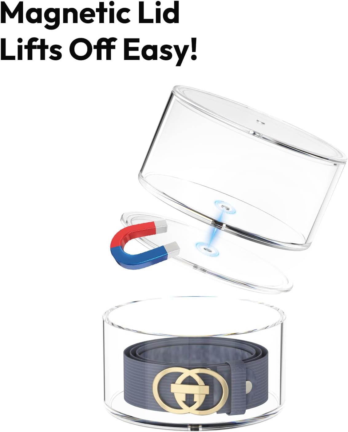 Belt Organizer for Closet Storage: Clear Acrylic 8-Layer Stackable Belt Box, Space-Saving Neat Case Holder