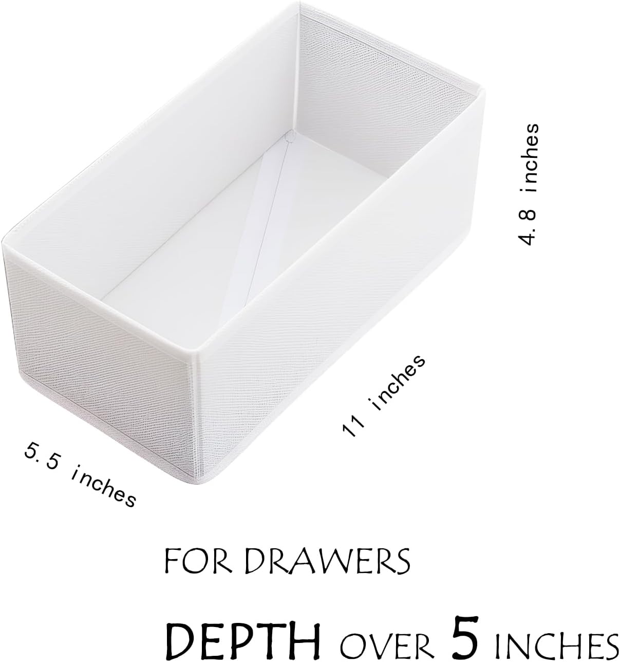 Sock Underwear Drawer Organizer 3-Pack Raw White - Foldable Small Storage Bins for Bras & Baby Clothes, 11" Fabric Dividers for Closet