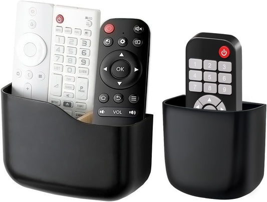 Remote Holder Wall Mount TV FAN Remote Control Holder Bedside Caddy Wall Organizer Phone Holder for Office Adhesive Media Player Controller Holder Box Tray Home Desk Nightstand Black 1 Big 1 Small