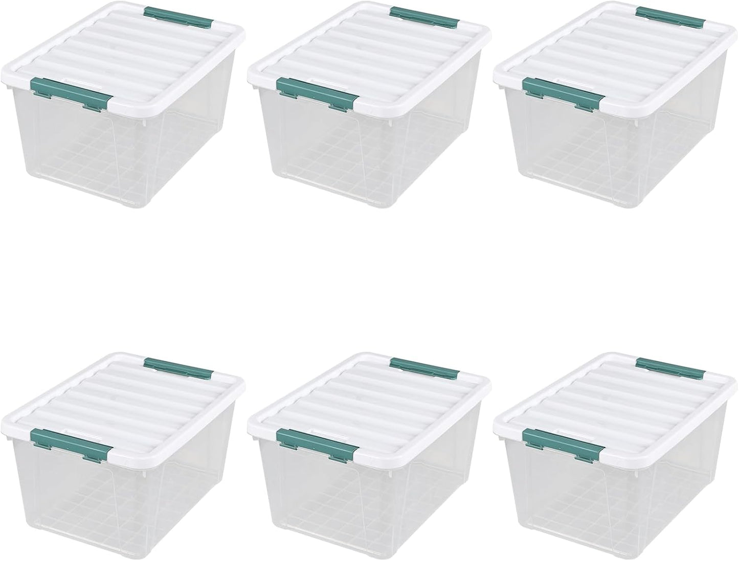 6 Pack 35 Quarts Large Storage Bin with Lid, Clear Plastic Latching Boxes